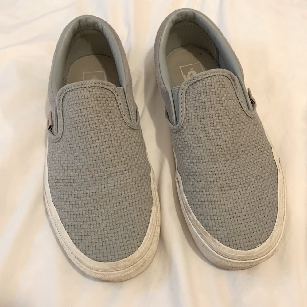 Women Slip On Vans in seafoam green